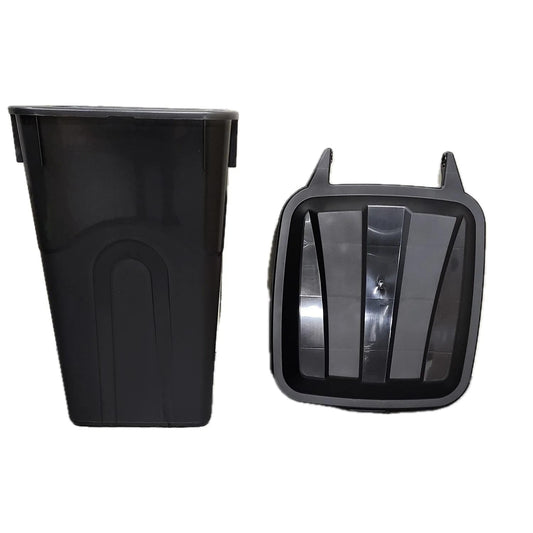 45 Gallon Black Wheeled Trash Can with Attached Lid E178