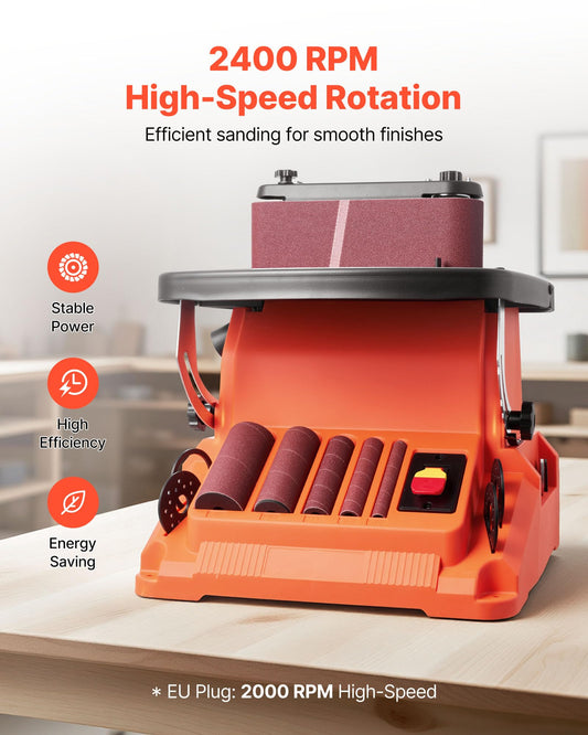 Oscillating Belt and Spindle Sander, 2400RPM Benchtop with 5 Sleeves & Sanding Belt S2291