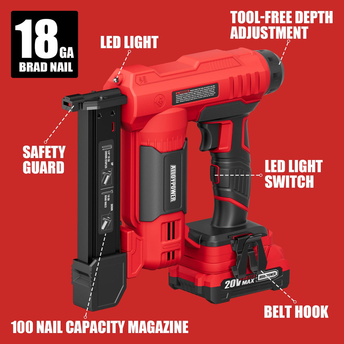 18 Gauge Cordless Brad Nailer and Electric Stapler W11096
