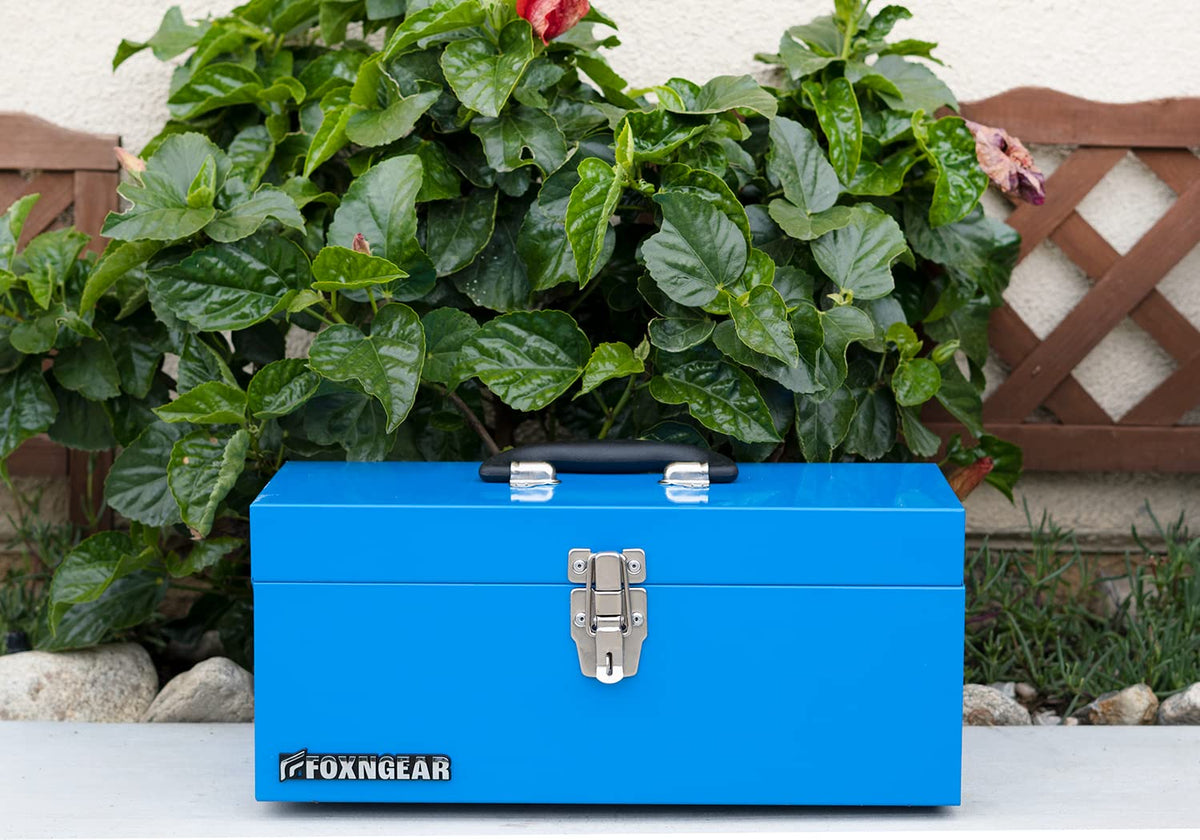 16" Steel Heavy-duty Tool Box with Metal Latch and Handle Blue S576