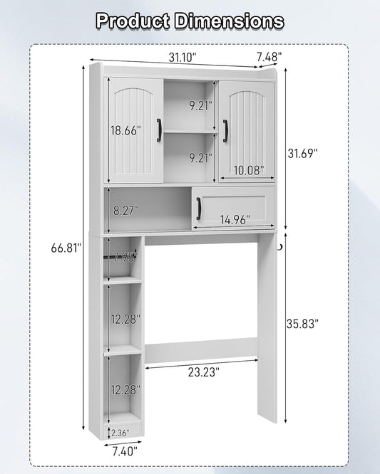 Over The Toilet Cabinet with 2 Barn Doors & Sliding Door, White G39112