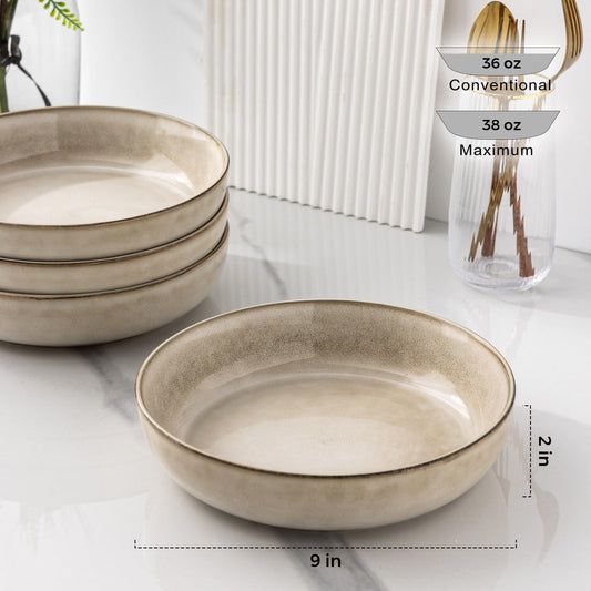 8.75'' 38oz Ceramic Pasta Bowls Set of 4 Z51604