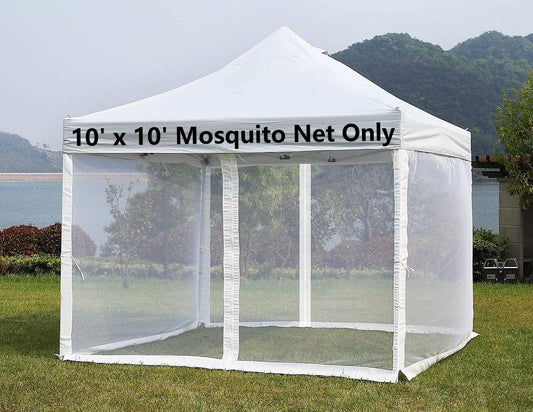 Mosquito Net 4-Panel Canopy Screen Wall with Zipper White Y8454