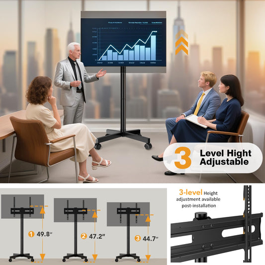 Mobile TV Stand for 23-60 Inch Flat Curved Screen TVs with Wheels E3454
