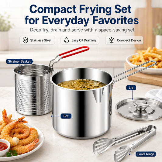 Stainless Steel 3 Piece Deep Fryer Set G914