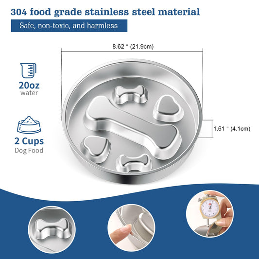 Stainless Steel Non-Slip Slow Feeder Dog Bowl W9855