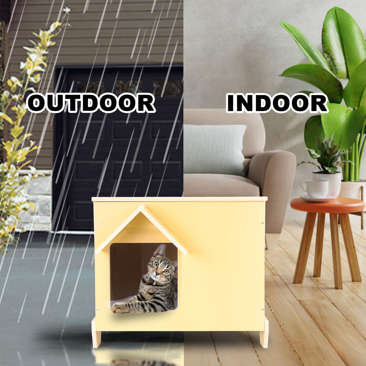 Waterproof Insulated Wooden Outdoor Cat House V973062