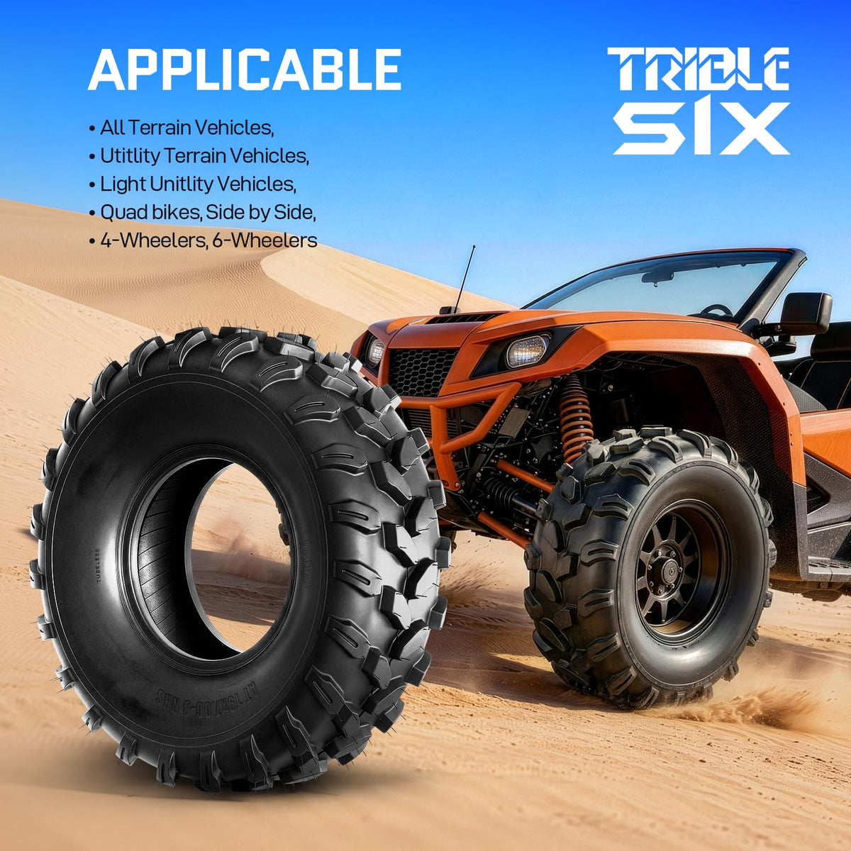 19x7-8 ATV Tires 6PR All-Terrain Tubeless Pack of 2 T2058