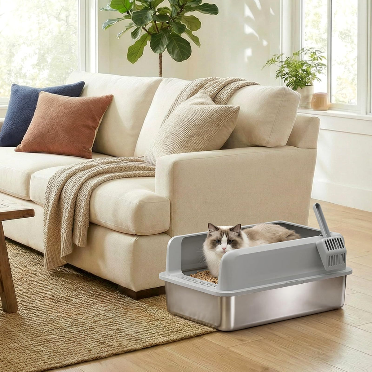 XL Stainless Steel Cat Litter Box W125