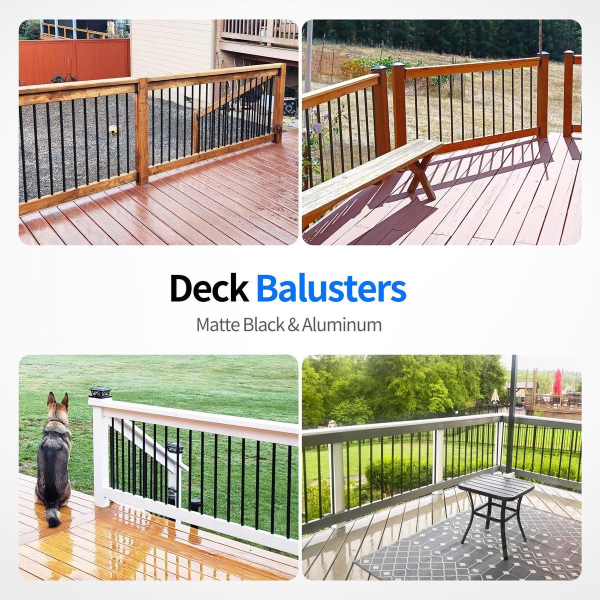 101 Pack 26" x 3/4" Black Round Aluminum Balusters M579398