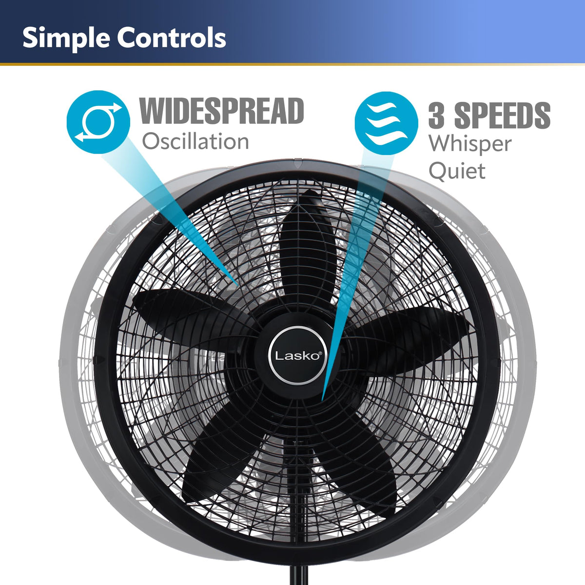 16" White Oscillating Pedestal Fan with Remote and 18" Black Adjustable Pedestal Fan I342122