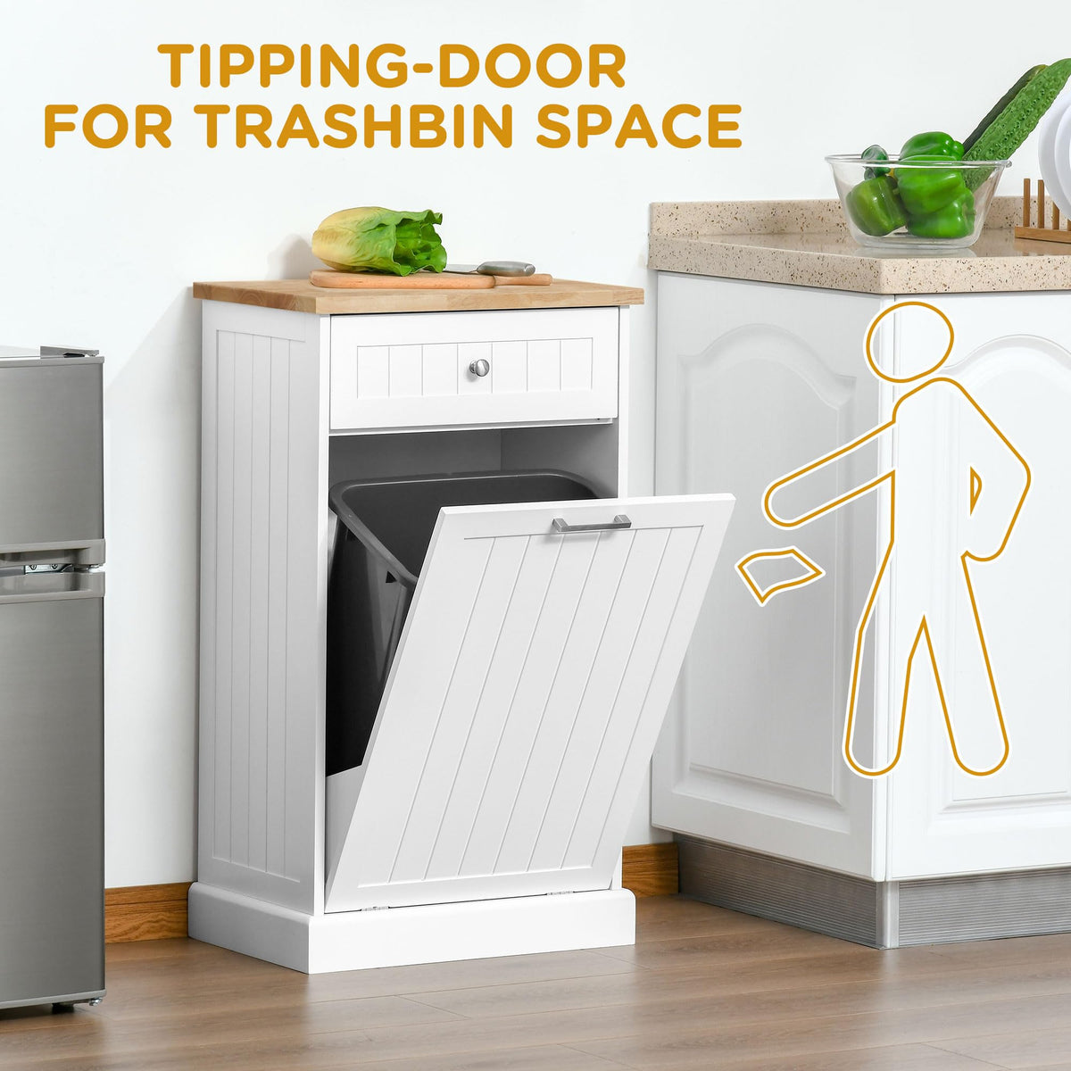 White Double Tilt-Out Trash & Recycling Cabinet A584589