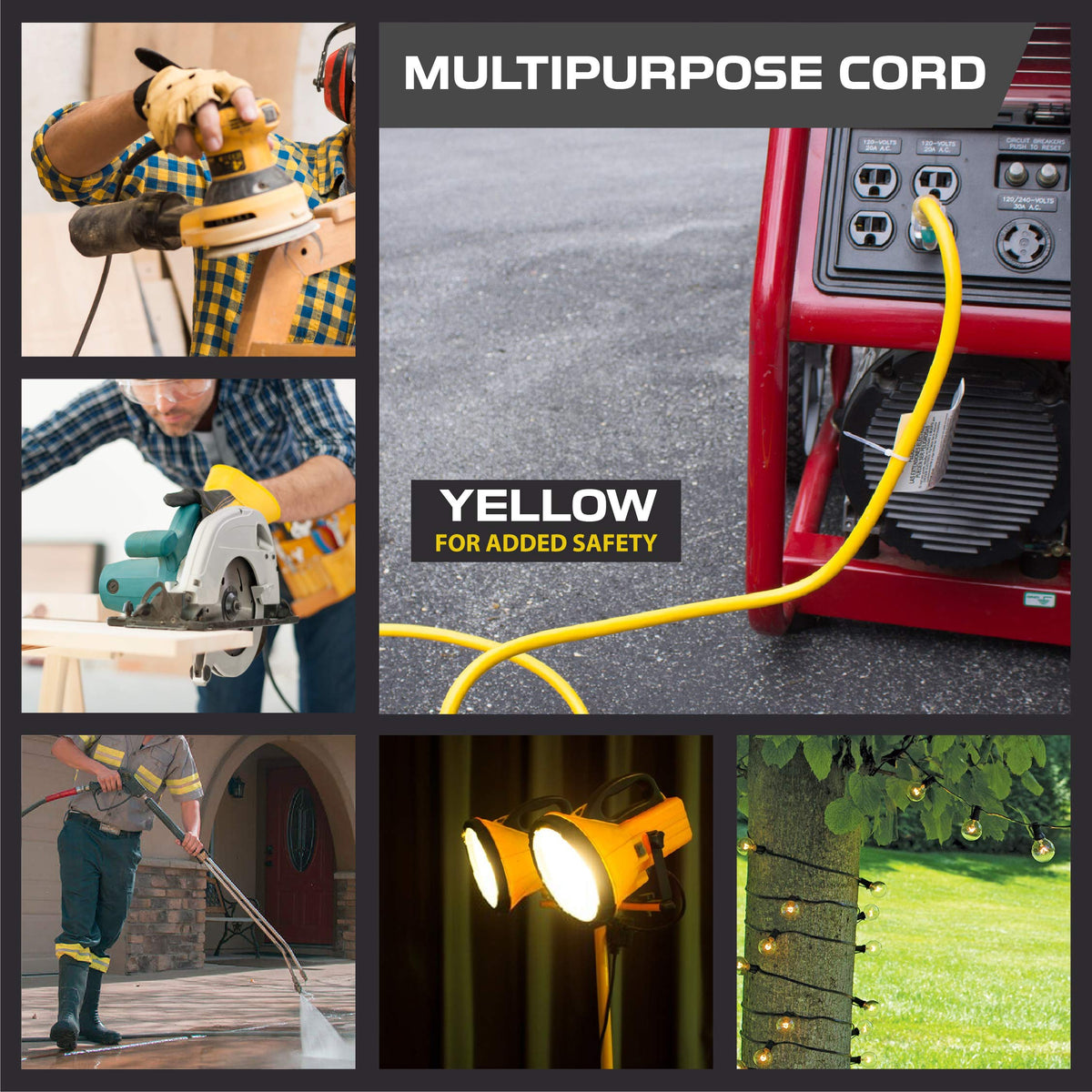 14 Gauge Heavy Duty Extension Cord, 100 Ft Yellow SJTW P383570