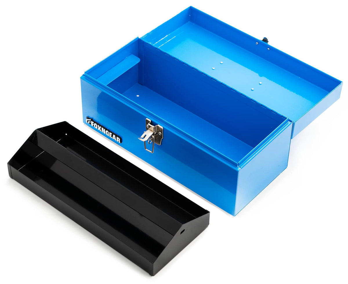 16" Steel Heavy-duty Tool Box with Metal Latch and Handle Blue S576