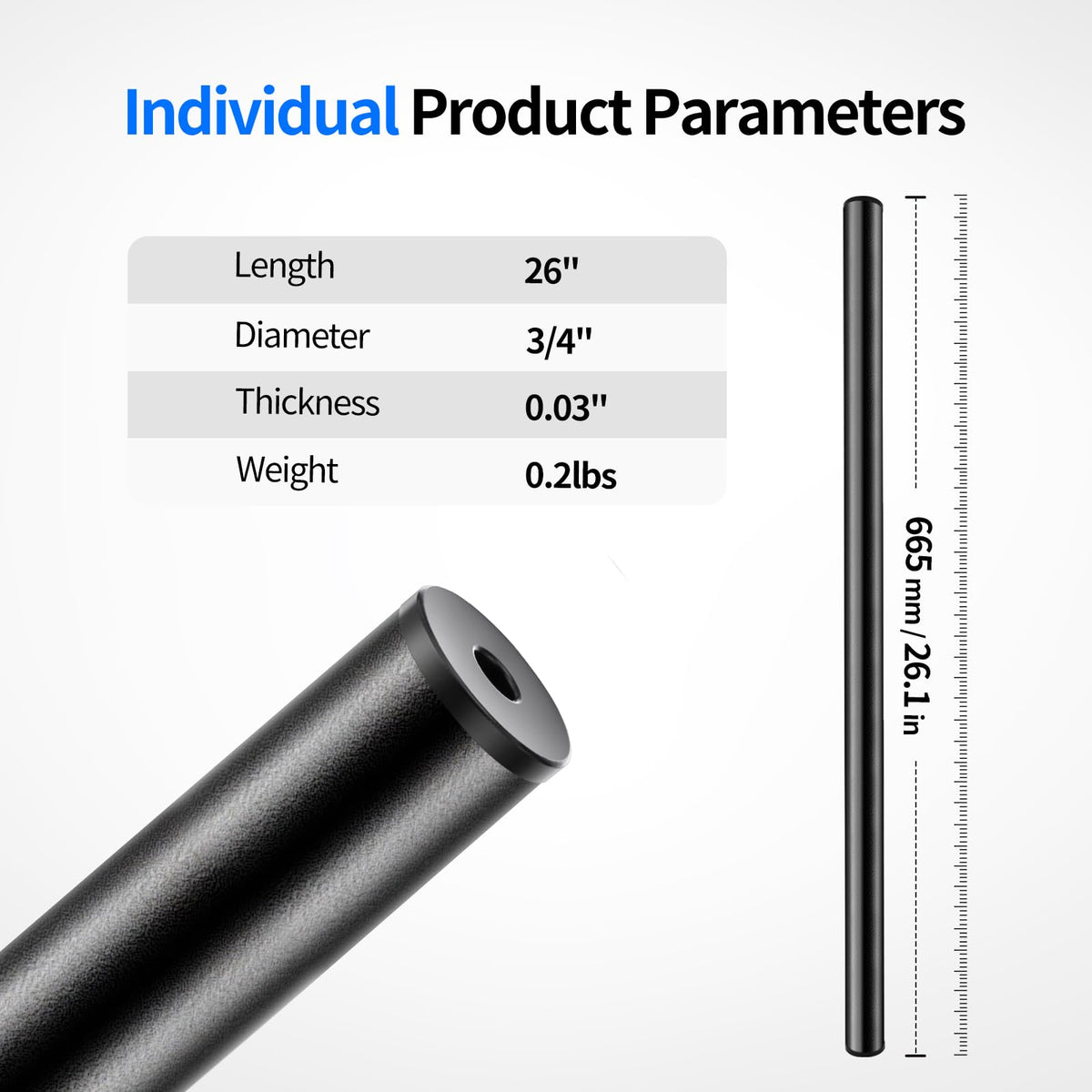 101 Pack 26" x 3/4" Black Round Aluminum Balusters M579398