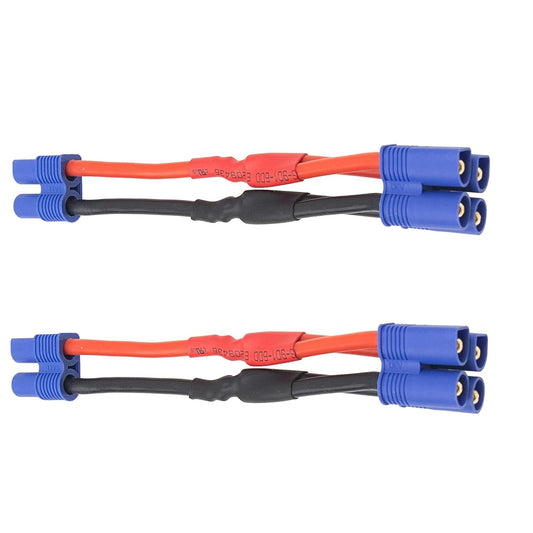 2Pcs EC3 Plug Parallel Battery Connector Cable 1 Female to 2 Male Adapter Y-Harness Splitter 10cm 14awg Silicone Wire J281339