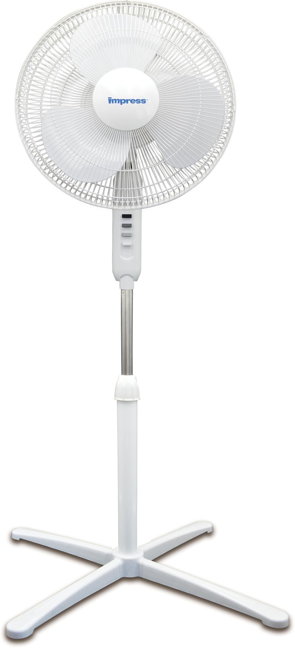 16-Inch Oscillating Stand Fan, 3-Speeds, Adjustable Height, White F28512