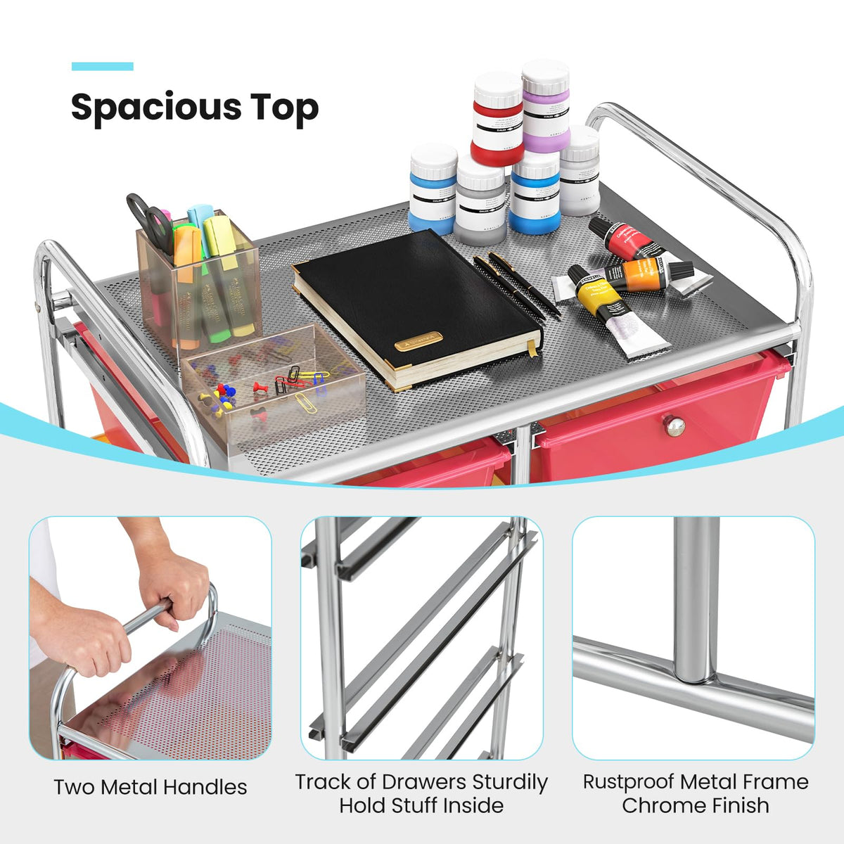 10 Drawer Rolling Storage Cart with Metal Frame N49500