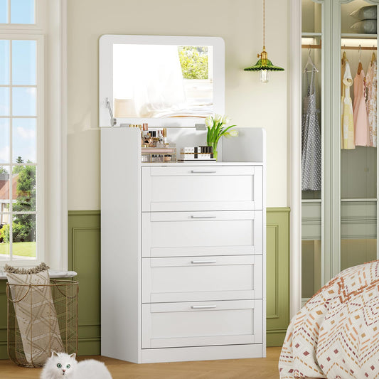 White 4 Drawer Dresser with Mirror A699341