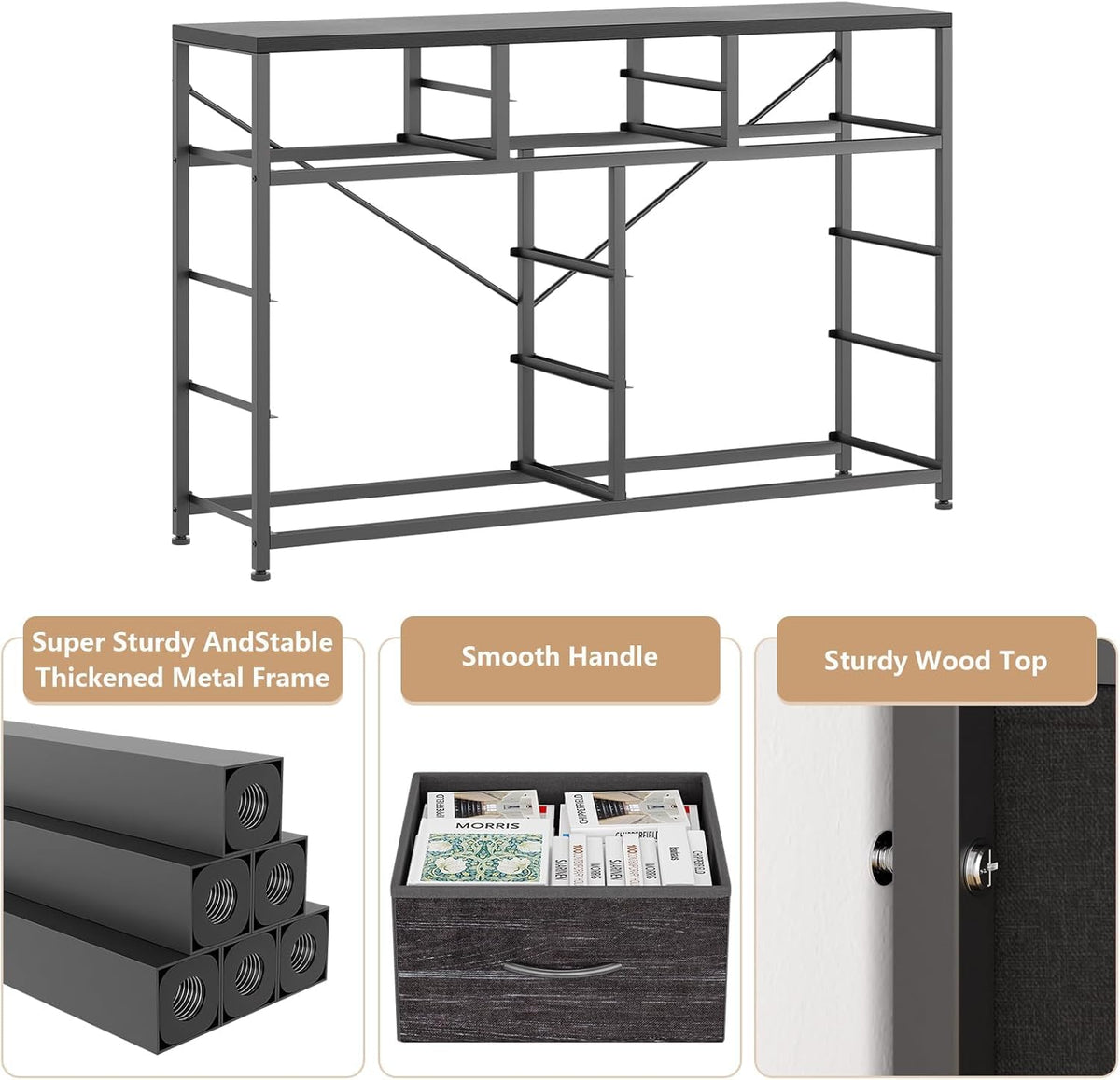 10 Drawer Fabric Dresser with Wood Top R4838