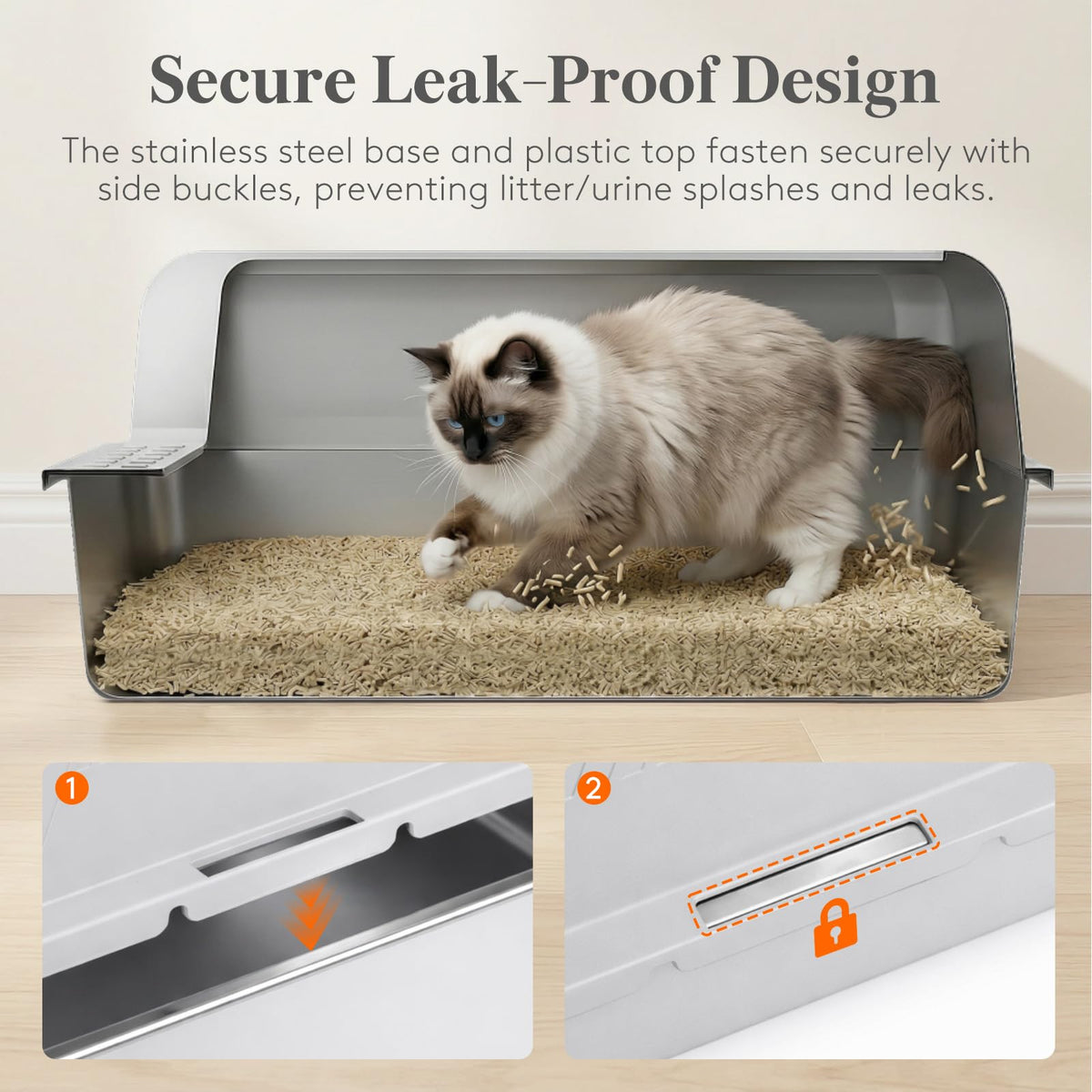 XL Stainless Steel Cat Litter Box W125