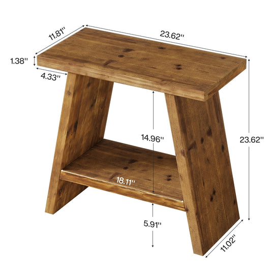 Solid Wood 2-Tier Narrow End Table M741