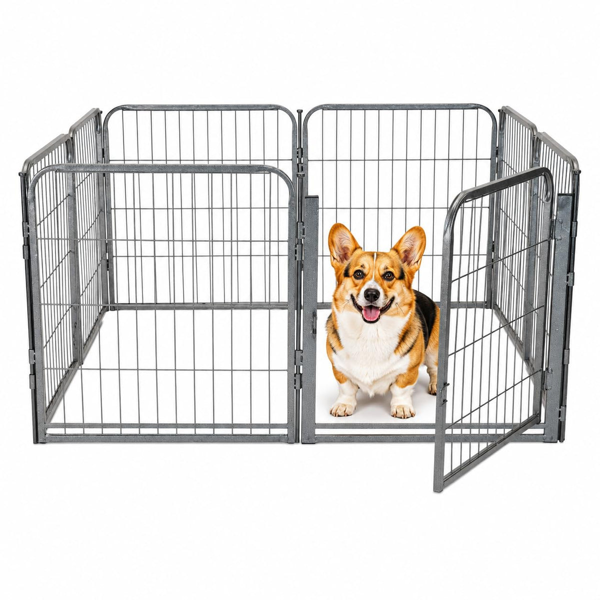 24 inch 8 Panel Portable Grey Metal Pet Playpen Y25817
