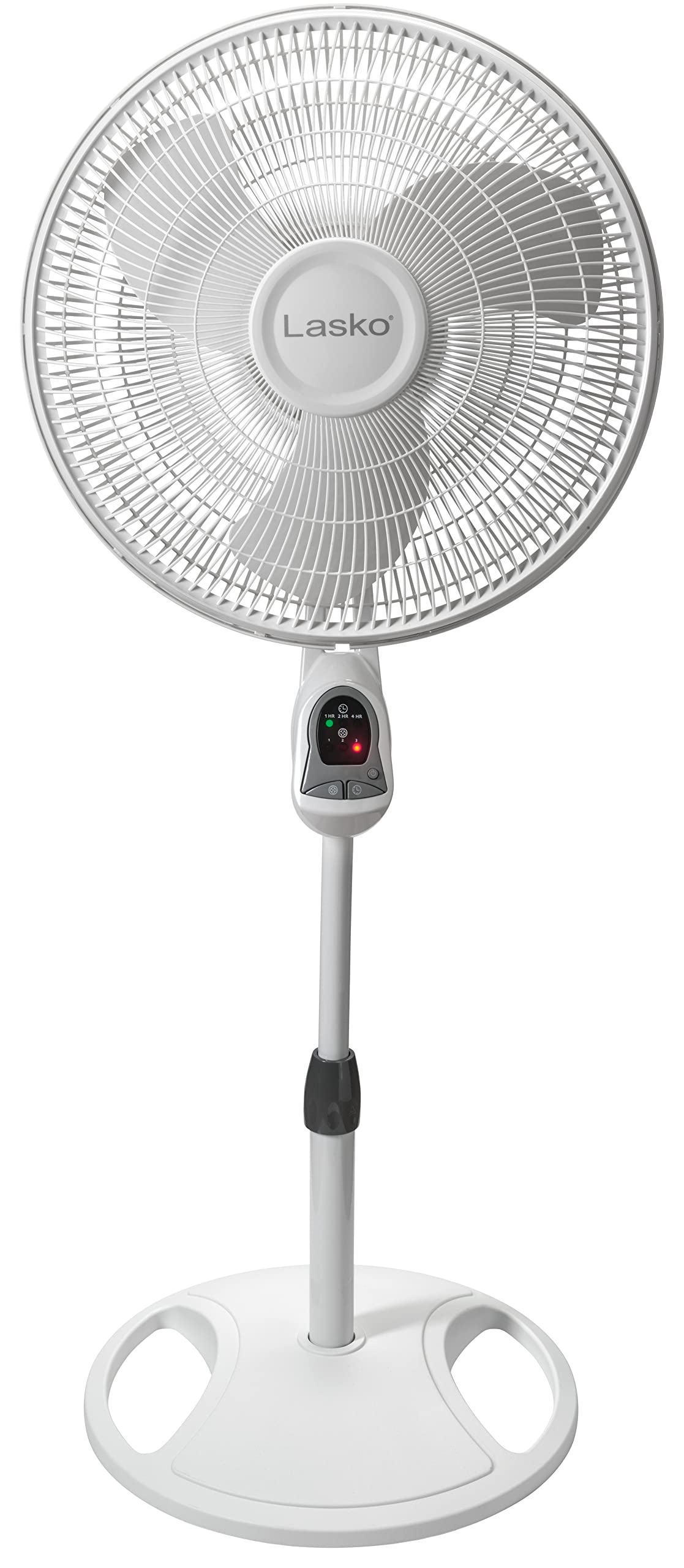 16" White Oscillating Pedestal Fan with Remote and 18" Black Adjustable Pedestal Fan I342122