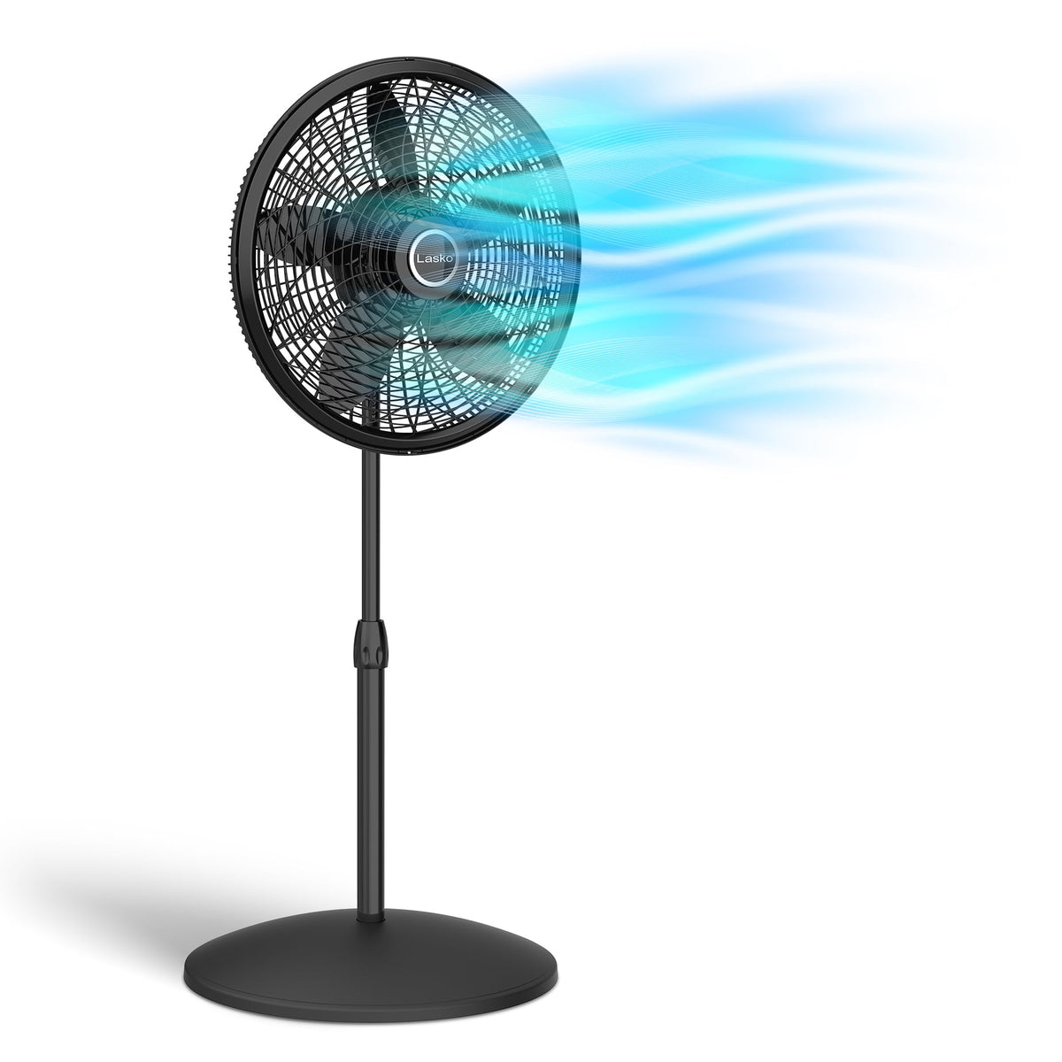 16" White Oscillating Pedestal Fan with Remote and 18" Black Adjustable Pedestal Fan I342122