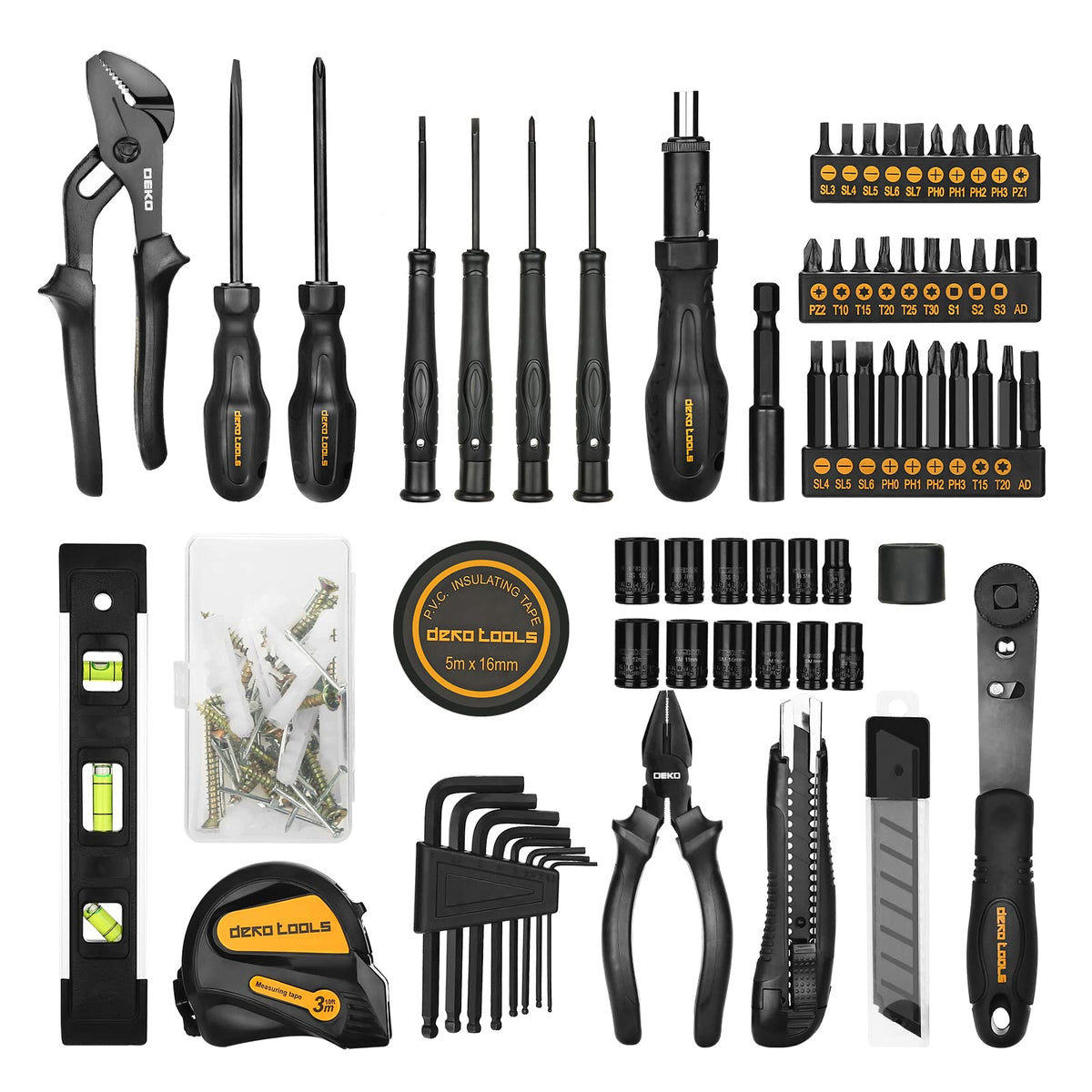 150 Piece General Household Hand Tool Kit with Plastic Toolbox Storage Case K307