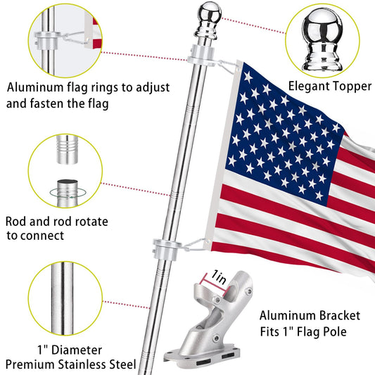 2 Pack 6 ft 1 inch Flag Poles Z3814