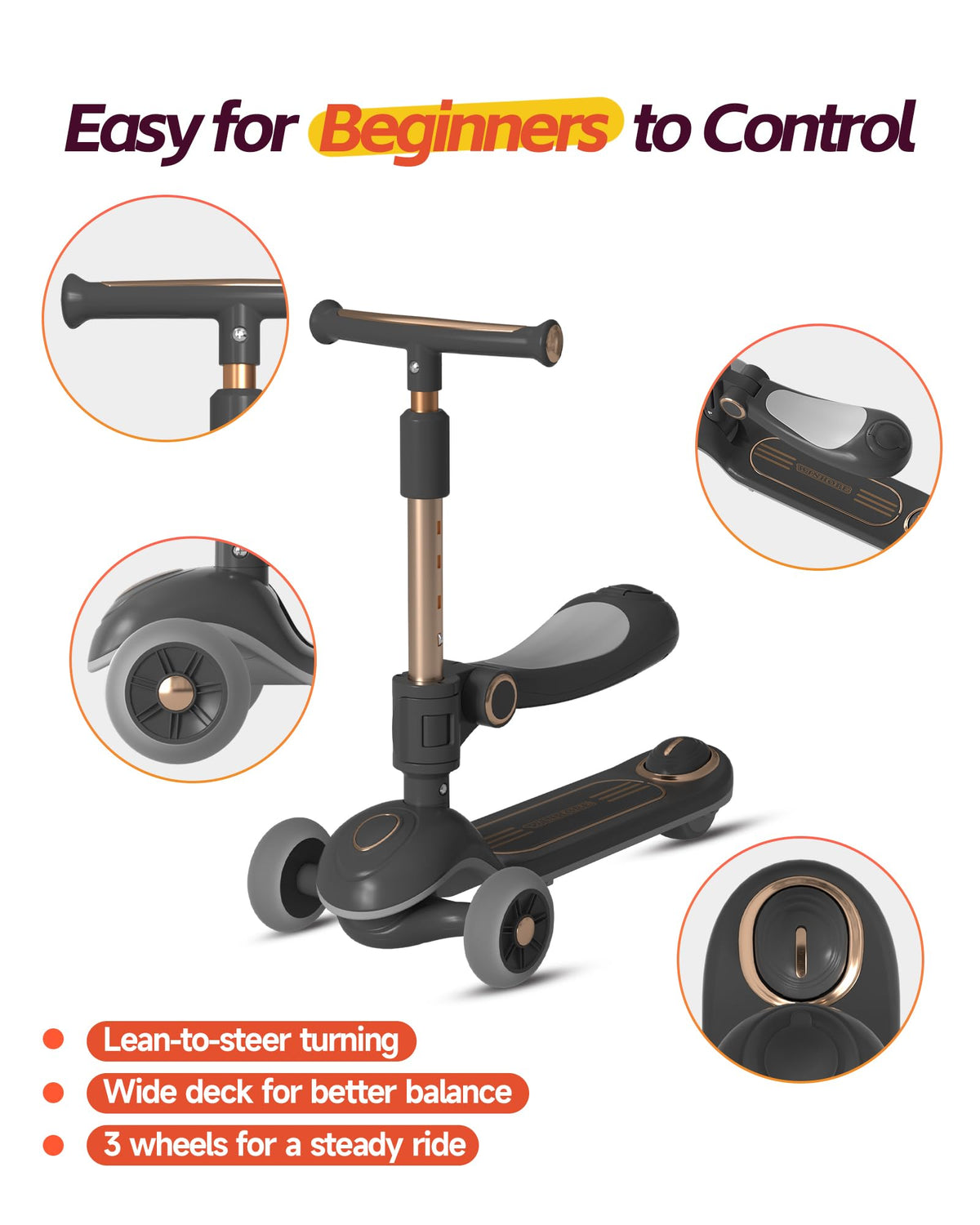 2-in-1 Toddler Scooter with Seat O163552