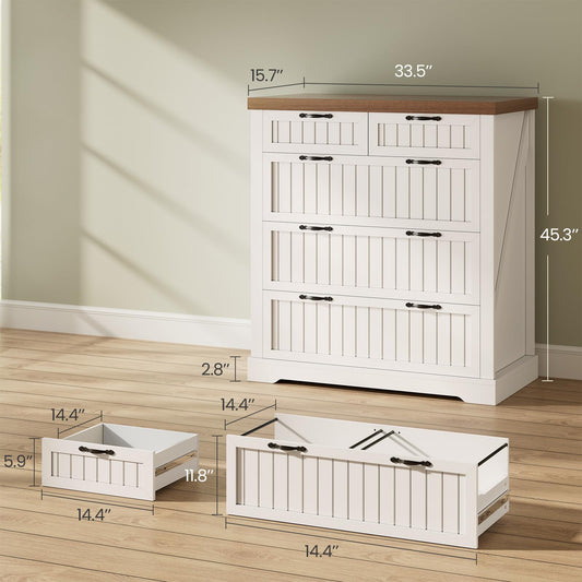 White and Brown 5 Drawer Wood File Cabinet R17713