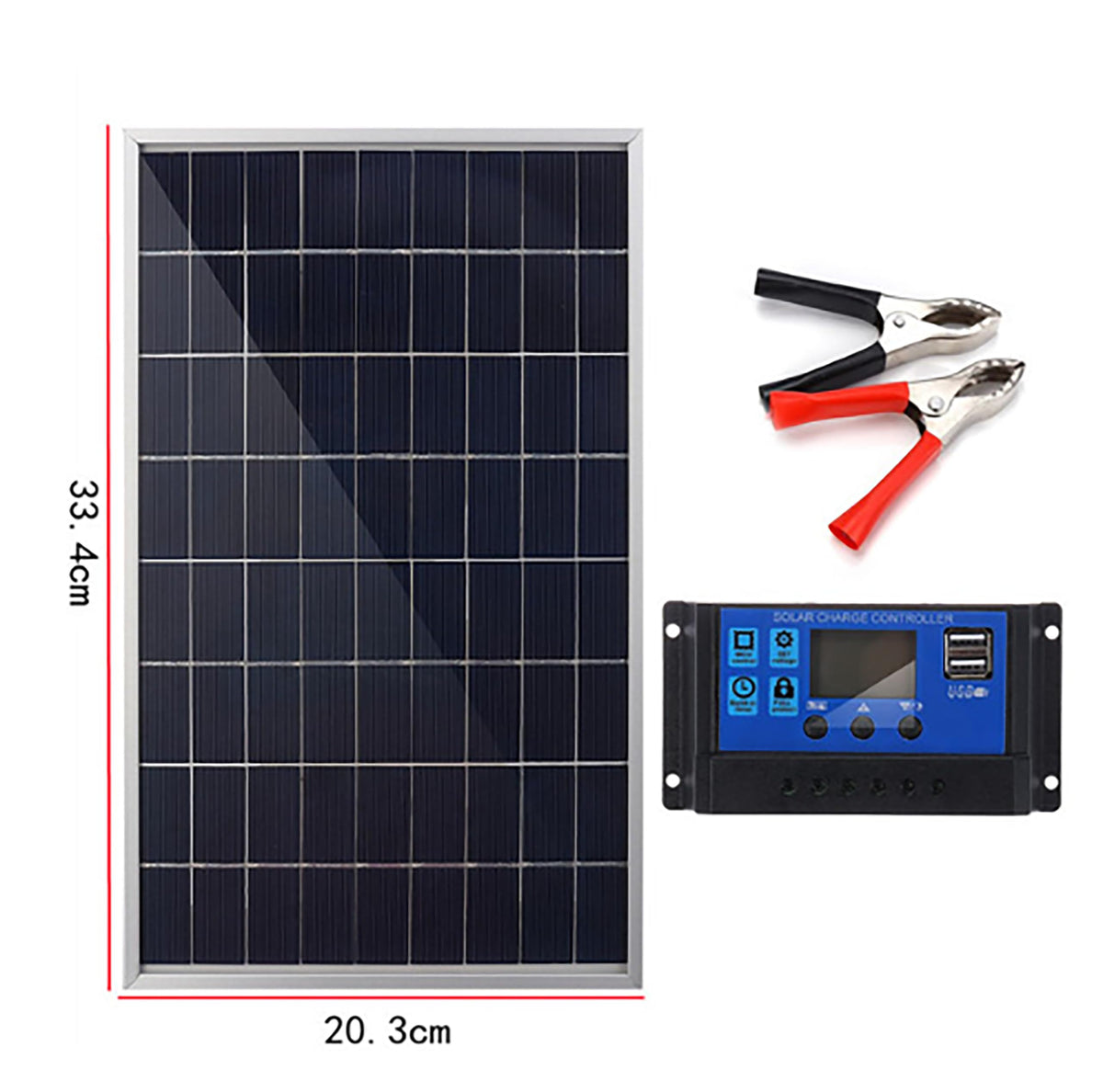10W 12V Monocrystalline Solar Panel Kit with 10A Charge Controller A182
