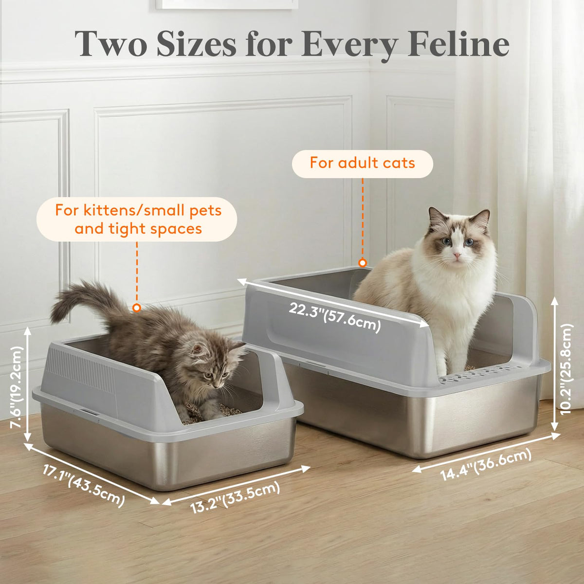 XL Stainless Steel Cat Litter Box W125