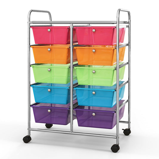 10 Drawer Rolling Storage Cart with Metal Frame N49500