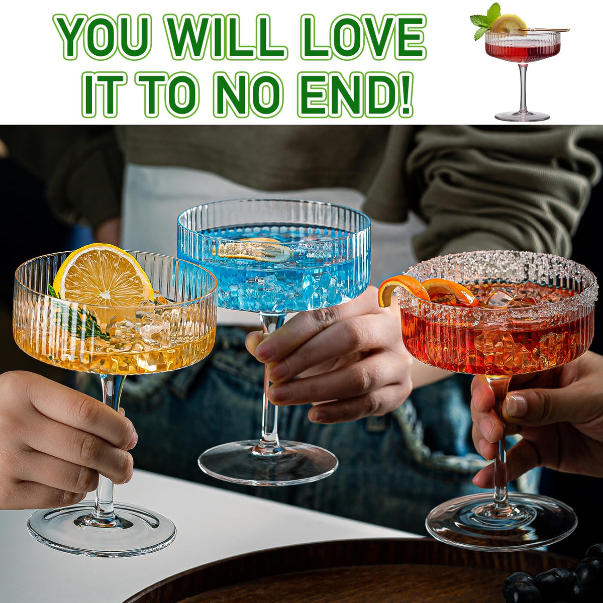12 Pcs 10oz Acrylic Stem Cocktail Glassware Set T7860