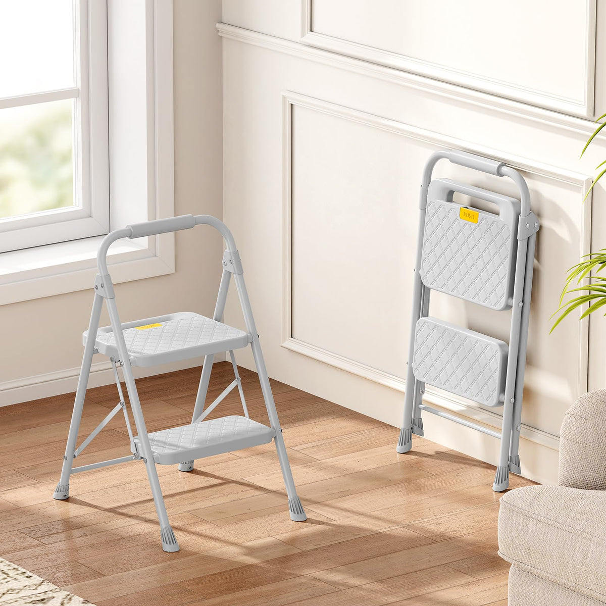 2 Step Folding Steel Ladder with Handrails W250