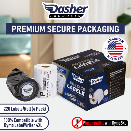 Thermal Shipping Labels 4x6, Water Resistant, Strong Adhesive, 220 per Roll B389553
