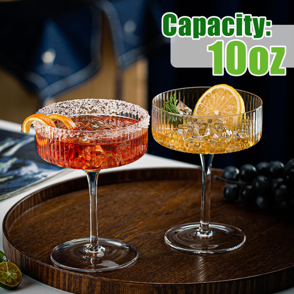 12 Pcs 10oz Acrylic Stem Cocktail Glassware Set T7860