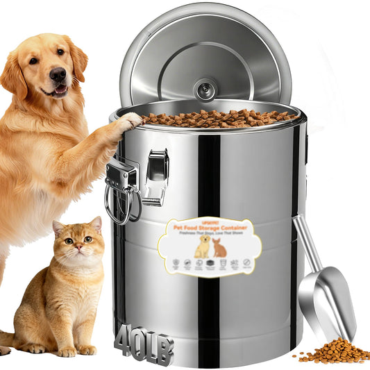 40lb Airtight Stainless Steel Dog Food Storage Container K679