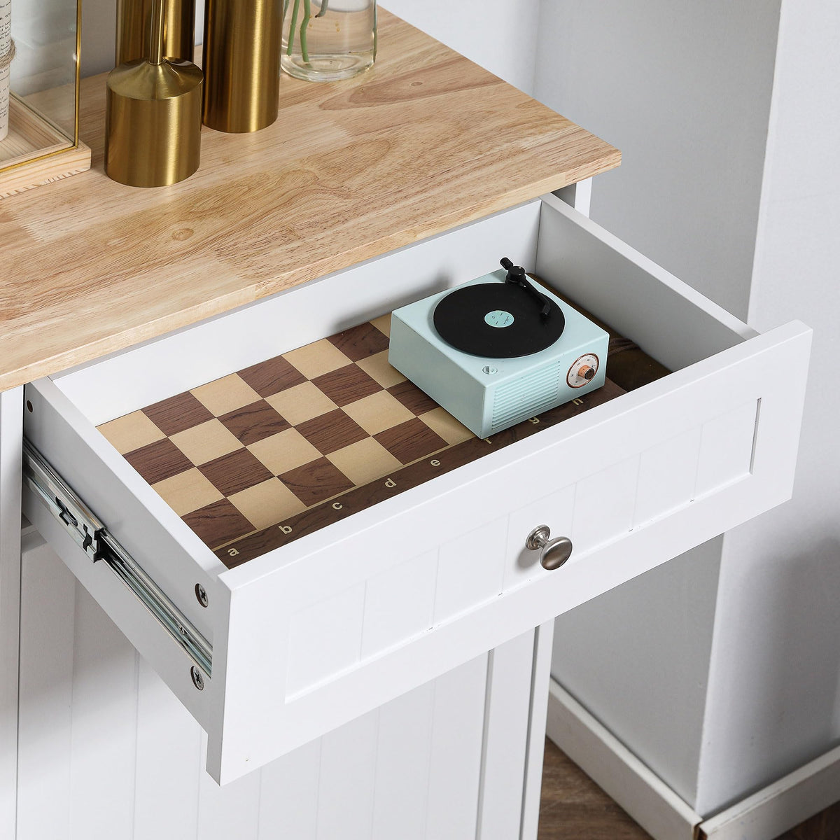 White Double Tilt-Out Trash & Recycling Cabinet A584589