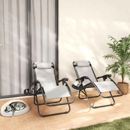 Zero Gravity Chairs Set of 2 Light Gray M377