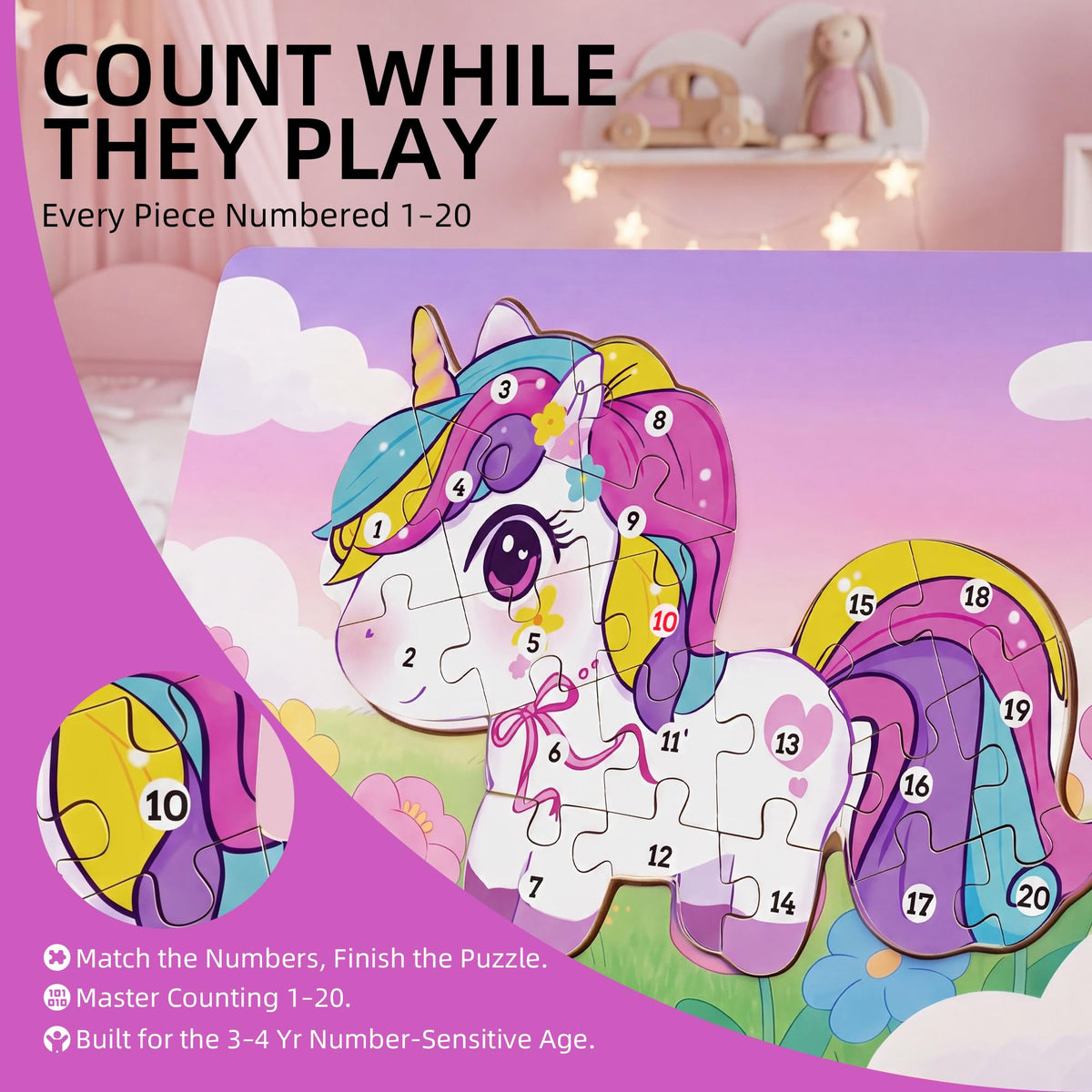 Wooden Puzzle for Toddlers Age 3-5 Y79460
