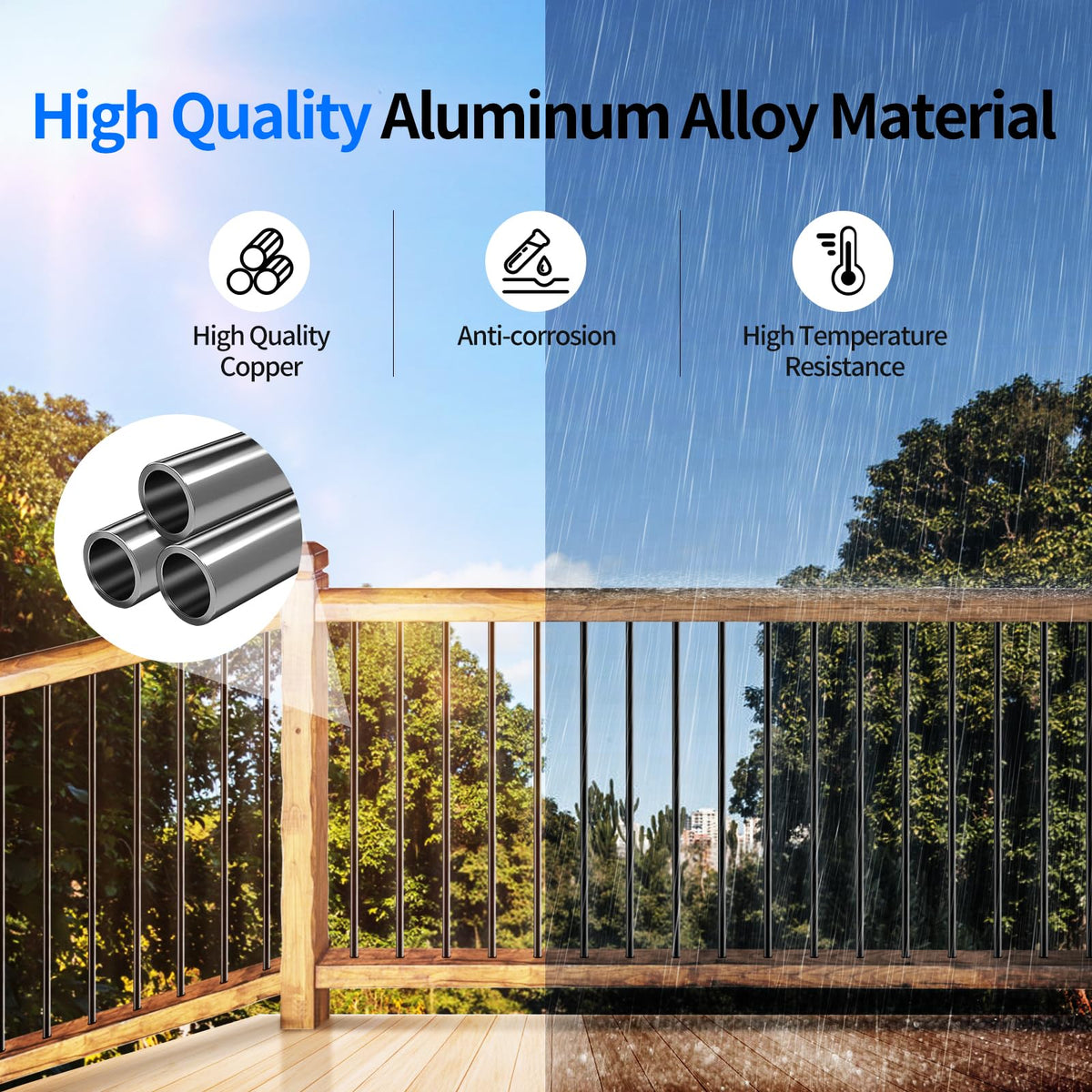 101 Pack 26" x 3/4" Black Round Aluminum Balusters M579398