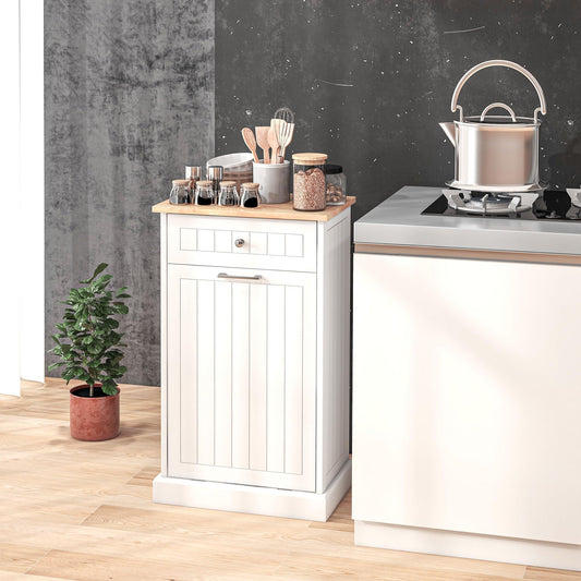 White Double Tilt-Out Trash & Recycling Cabinet A584589