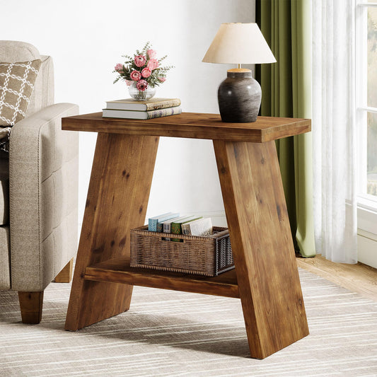 Solid Wood 2-Tier Narrow End Table M741